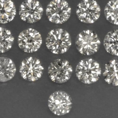 0.03캐럿 천연 따뜻한 화이트 다이아몬드, 라운드 컷, 2.09 mm, VS