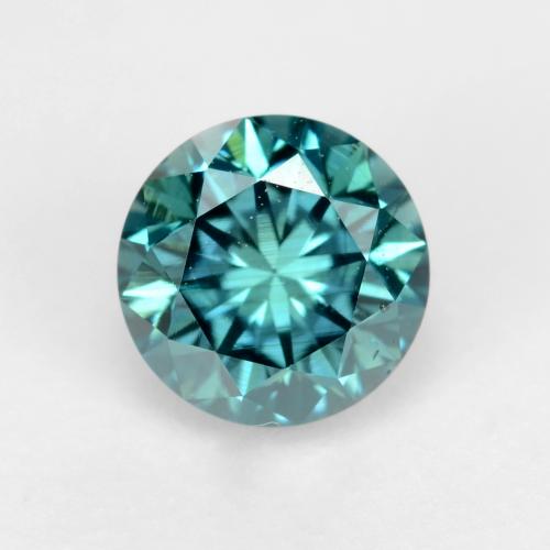 0.37캐럿 천연 Vivid Greenish Blue 다이아몬드, 라운드 컷, 4.44 mm, VS