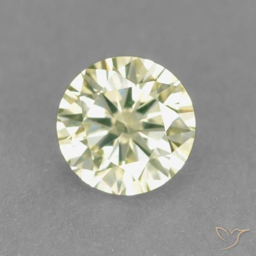 0.19ct 자연스러운 연한 녹황색 다이아몬드, 둥근, VS