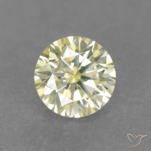 0.18캐럿 천연 라이트 옐로우 다이아몬드, 라운드 컷, 3.60 mm, VS
