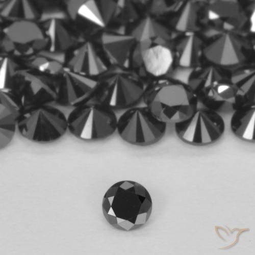 0.04ct 자연스러운 검은색 다이아몬드, 둥근, 불투명체