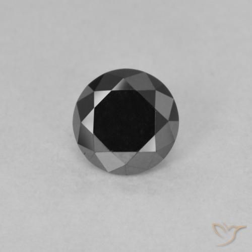 0.55ct 자연스러운 검은색 다이아몬드, 둥근, 불투명체