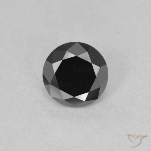 0.59ct 자연스러운 검은색 다이아몬드, 둥근, 불투명체