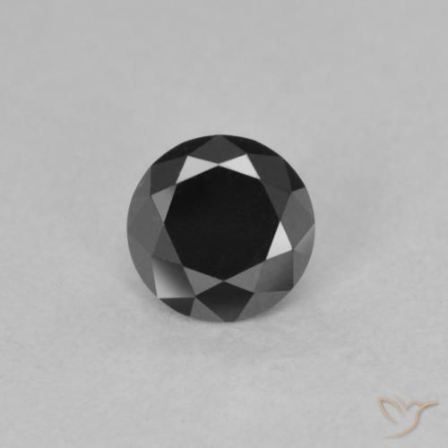 0.57ct 자연스러운 검은색 다이아몬드, 둥근, 불투명체