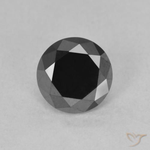 0.95캐럿 천연 검정색 다이아몬드, 라운드 컷, 5.70 mm, 불투명체