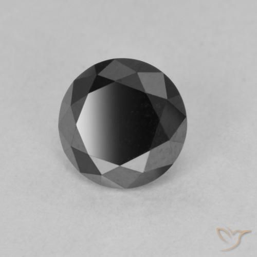 0.95캐럿 천연 검정색 다이아몬드, 라운드 컷, 5.70 mm, 불투명체