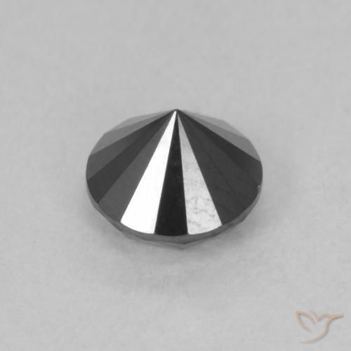 0.95캐럿 천연 검정색 다이아몬드, 라운드 컷, 5.70 mm, 불투명체