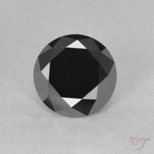 0.85ct 자연스러운 검은색 다이아몬드, 둥근, 불투명체