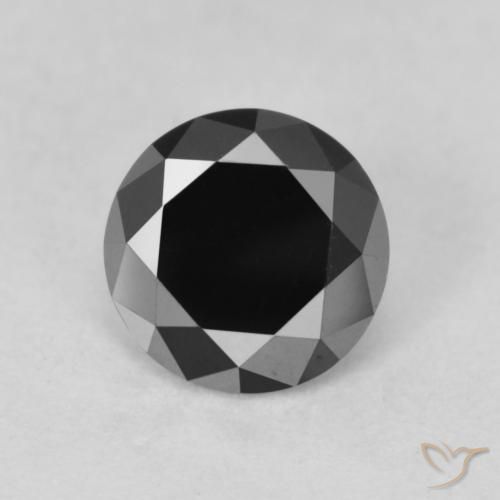 0.88ct 자연스러운 검은색 다이아몬드, 둥근, 불투명체