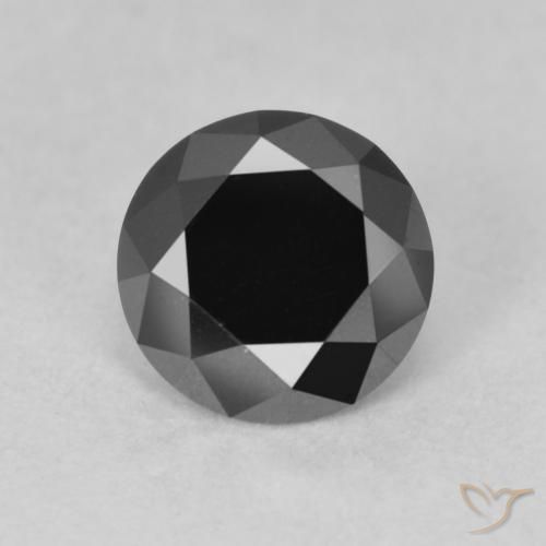 0.91ct 자연스러운 검은색 다이아몬드, 둥근, 불투명체