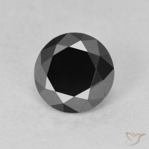 0.78ct 자연스러운 검은색 다이아몬드, 둥근, 불투명체