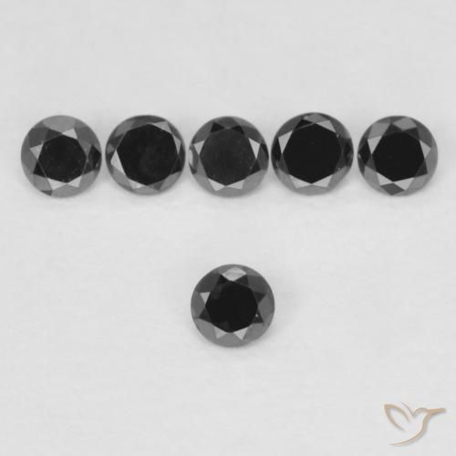 0.05ct 자연스러운 검은색 다이아몬드, 둥근, 불투명체