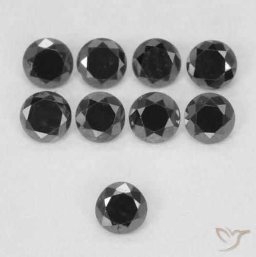 0.02ct 자연스러운 검은색 다이아몬드, 둥근, 불투명체