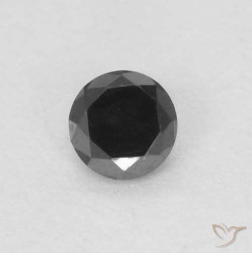 0.04ct 자연스러운 검은색 다이아몬드, 둥근, 불투명체