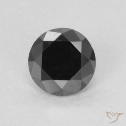 0.09ct 자연스러운 검은색 다이아몬드, 둥근, 불투명체