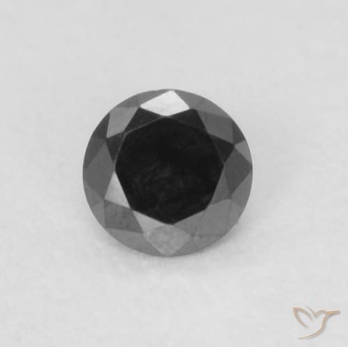 0.06ct 자연스러운 검은색 다이아몬드, 둥근, 불투명체