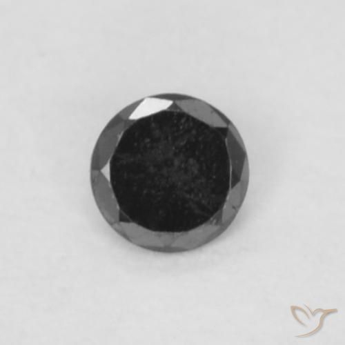 0.04ct 자연스러운 검은색 다이아몬드, 둥근, 불투명체
