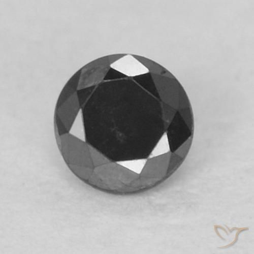 0.10캐럿 천연 검정색 다이아몬드, 라운드 컷, 2.68 mm, 불투명체