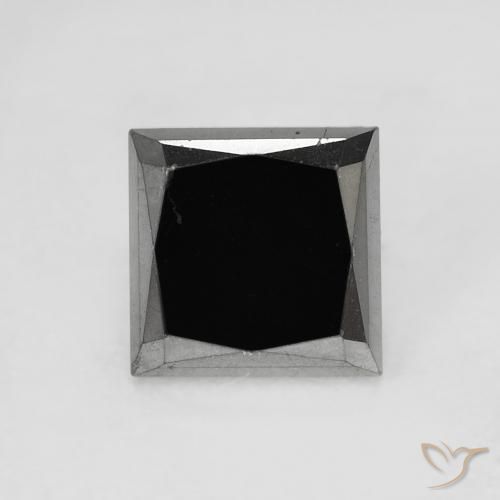 0.98ct 자연스러운 검은색 다이아몬드, 정사각형, 불투명체
