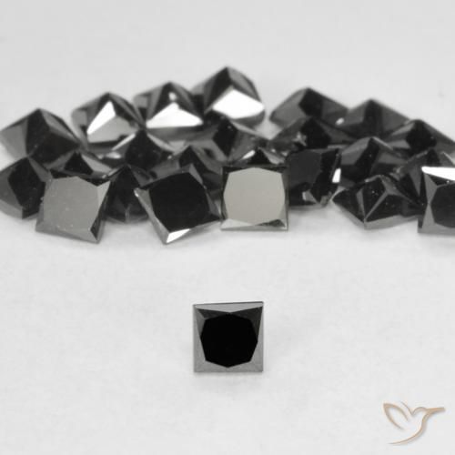 0.13ct 자연스러운 검은색 다이아몬드, 정사각형, 불투명체