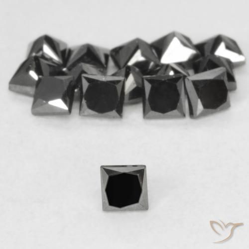 0.08ct 자연스러운 검은색 다이아몬드, 정사각형, 불투명체