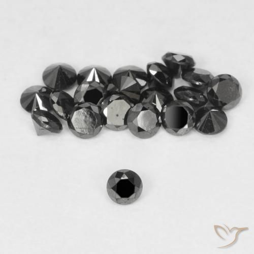0.03ct 자연스러운 검은색 다이아몬드, 둥근, 불투명체