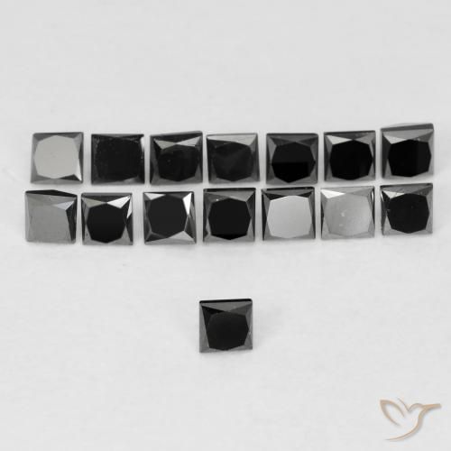 0.09ct 자연스러운 검은색 다이아몬드, 정사각형, 불투명체