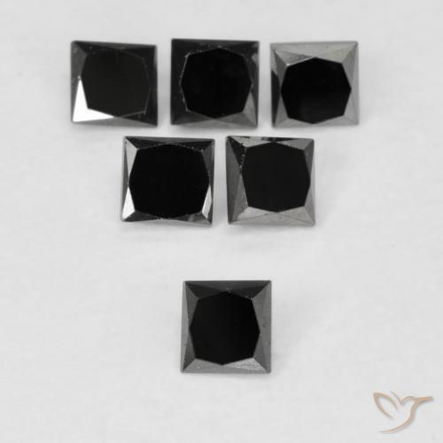 0.13ct 자연스러운 검은색 다이아몬드, 정사각형, 불투명체
