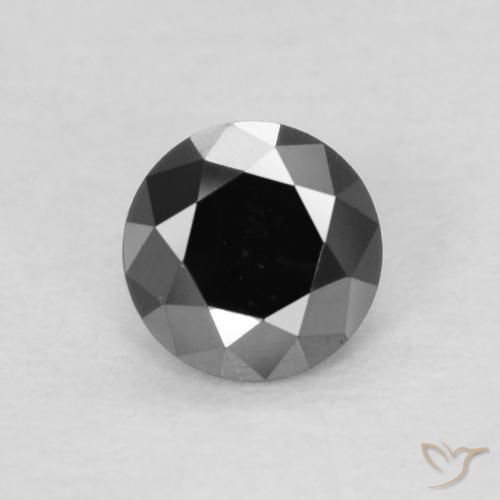 0.12ct 자연스러운 검은색 다이아몬드, 둥근, 불투명체