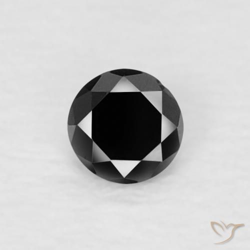 0.08ct 자연스러운 검은색 다이아몬드, 둥근, 불투명체