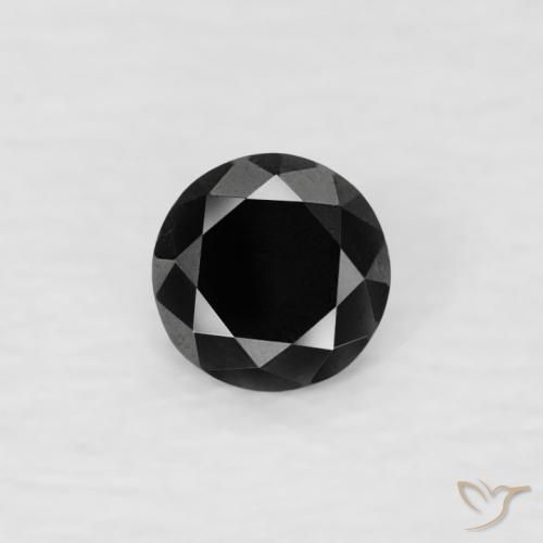 0.07ct 자연스러운 검은색 다이아몬드, 둥근, 불투명체