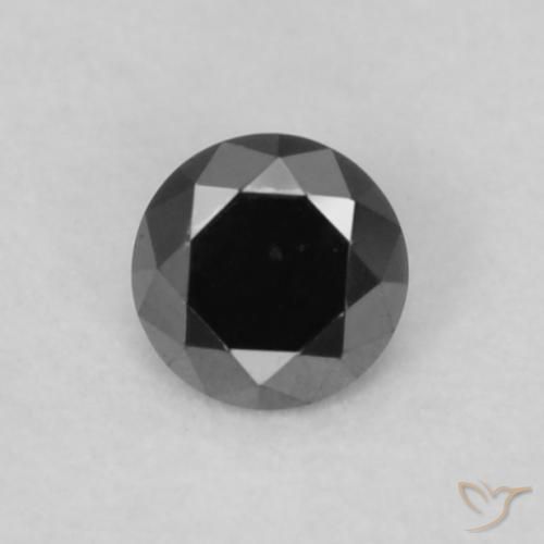 0.07ct 자연스러운 검은색 다이아몬드, 둥근, 불투명체