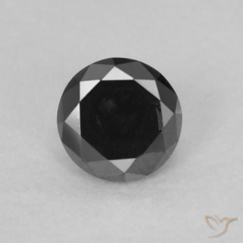 0.07ct 자연스러운 검은색 다이아몬드, 둥근, 불투명체