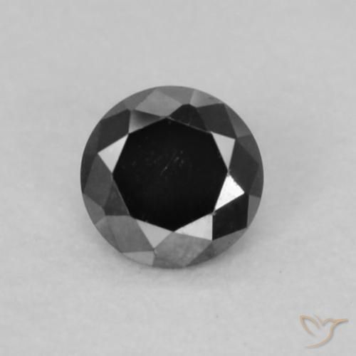 0.07ct 자연스러운 검은색 다이아몬드, 둥근, 불투명체