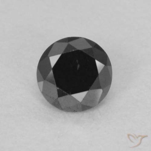 0.07ct 자연스러운 검은색 다이아몬드, 둥근, 불투명체