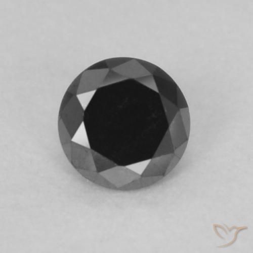 0.08ct 자연스러운 검은색 다이아몬드, 둥근, 불투명체