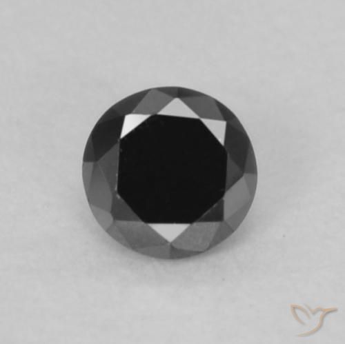 0.07ct 자연스러운 검은색 다이아몬드, 둥근, 불투명체