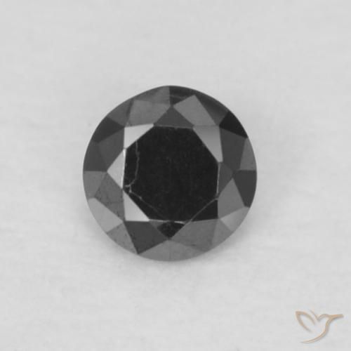 0.06ct 자연스러운 검은색 다이아몬드, 둥근, 불투명체