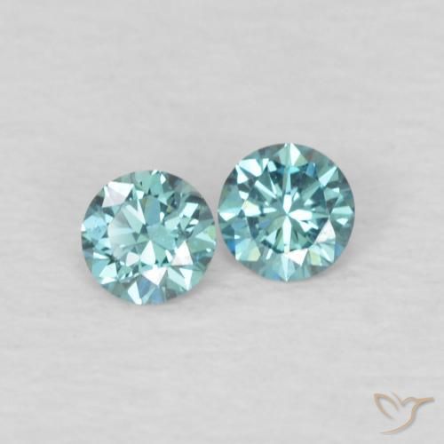 0.09캐럿 천연 블루 다이아몬드 보석, 라운드 컷, 2.24 mm, VVS
