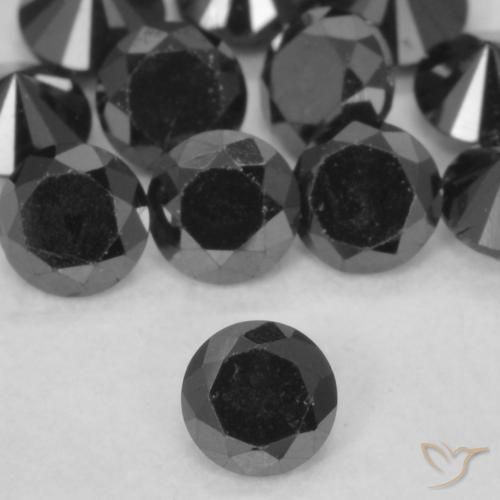 0.11ct 자연스러운 검은색 다이아몬드, 둥근, 불투명체