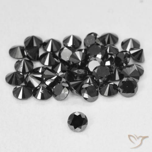 0.07ct 자연스러운 검은색 다이아몬드, 둥근, 불투명체