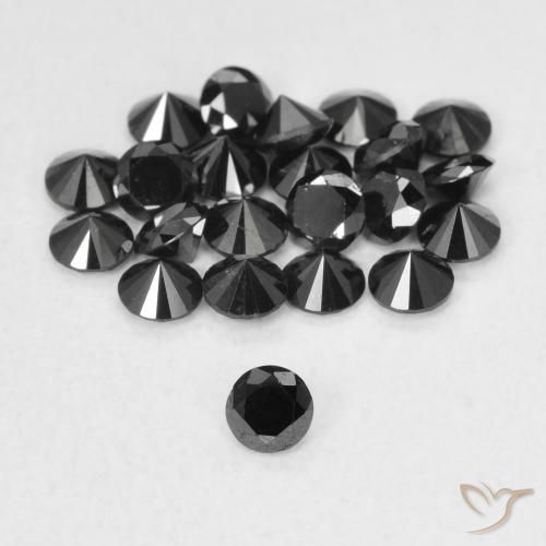 0.07ct 자연스러운 검은색 다이아몬드, 둥근, 불투명체