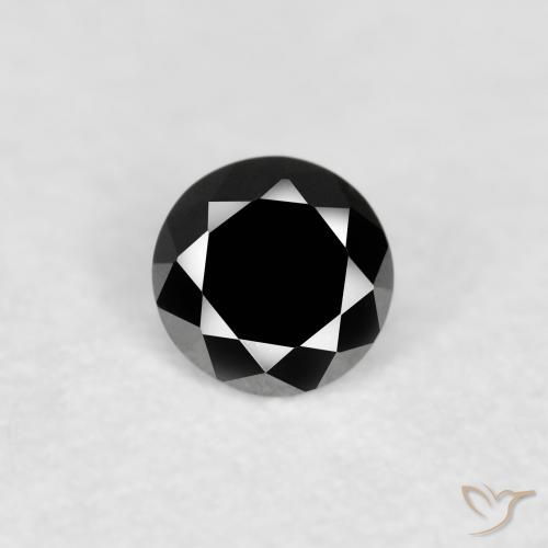 0.07ct 자연스러운 검은색 다이아몬드, 둥근, 불투명체