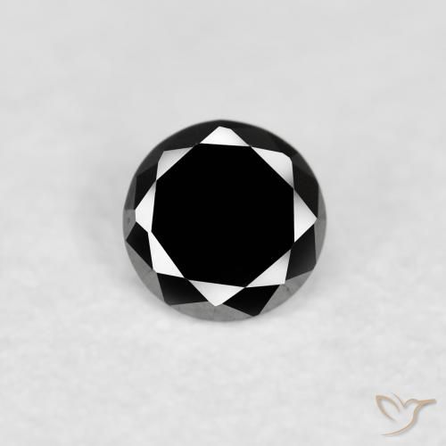 0.08ct 자연스러운 검은색 다이아몬드, 둥근, 불투명체