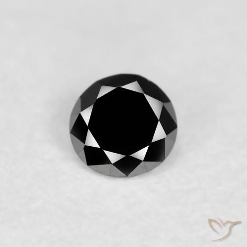 0.08ct 자연스러운 검은색 다이아몬드, 둥근, 불투명체