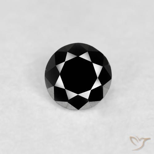 0.09ct 자연스러운 검은색 다이아몬드, 둥근, 불투명체