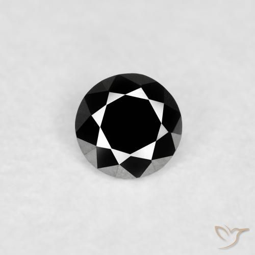 0.07ct 자연스러운 검은색 다이아몬드, 둥근, 불투명체