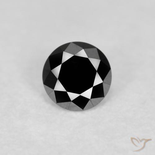 0.12ct 자연스러운 검은색 다이아몬드, 둥근, 불투명체