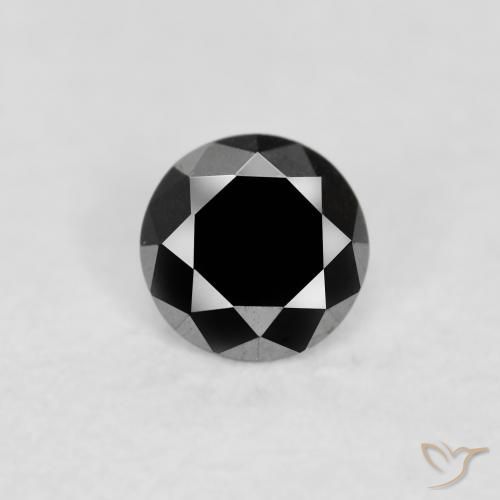 0.09ct 자연스러운 검은색 다이아몬드, 둥근, 불투명체