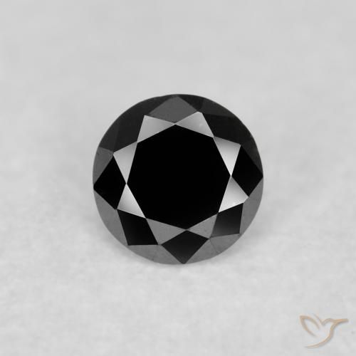0.07ct 자연스러운 검은색 다이아몬드, 둥근, 불투명체